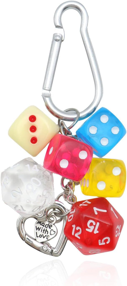 8 Ball Dice Keychain, Y2k Dice Purse Bag Charm with Cherry Star Heart Handbag Accessories for Women Men