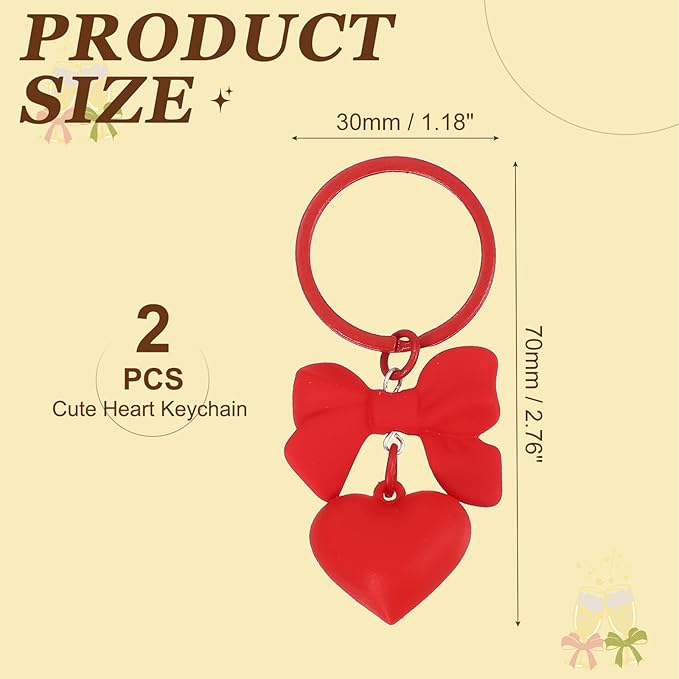PATIKIL Cute Heart Keychain for Women, Bow Heart Purse Charm Bag Charm Accessories for Handbag Car Purse Backpack Wallet