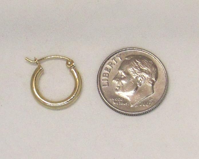 14K Gold Classic Real Hoop Earrings, (2mm Tube)