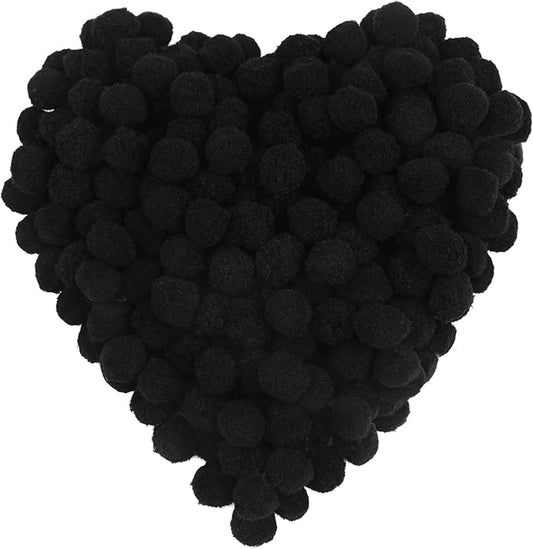 MOREFEN 150 Pieces Pom Poms, 1 Inch Black Craft Pom Poms, Fuzzy Pompom Puff Balls, Small Pom Pom Balls for DIY Arts, Crafts Projects, Home Decorations