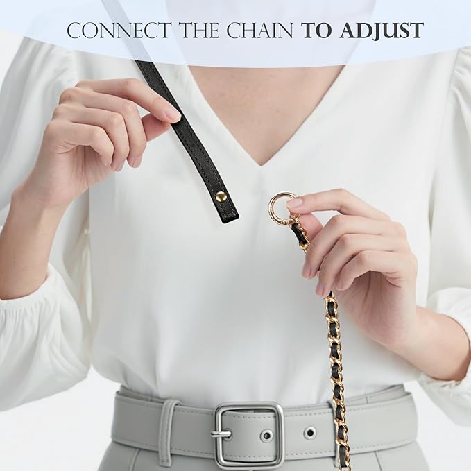TiMOVO 2-in-1 Phone Lanyard Crossbody, Adjustable Phone Strap for Most Smartphones, PU Strap Combo with Metal Chain for Women