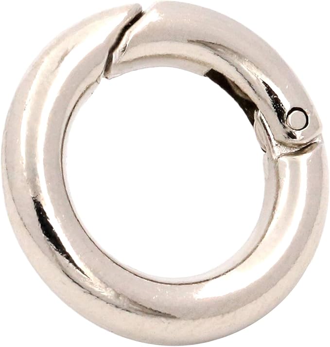BIKICOCO 1/2'' Round Spring Gate O-Ring Clasp Push Snap Hook Belt Hardware Loop, for Handbags, Keys, Silver - 50 Pcs