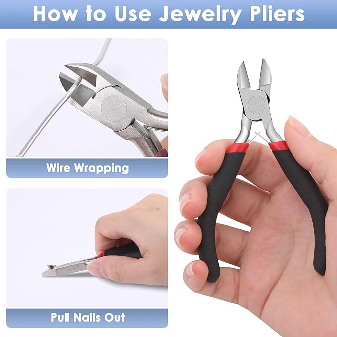 Billbotk Wire Cutters, Small Side Cutters Wire Cutting Tool Flush Cutting Pliers Wire Snips Plastic Nipper Tool for Crafts, Jewelry Making, Floral Wire, Zip Ties, Cable Ties