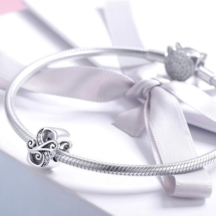 925 Sterling Silver Letter Charms for Pandora Bracelets Alphabet Initial Charms Beads Birthday Christmas Jewelry Gift for Women