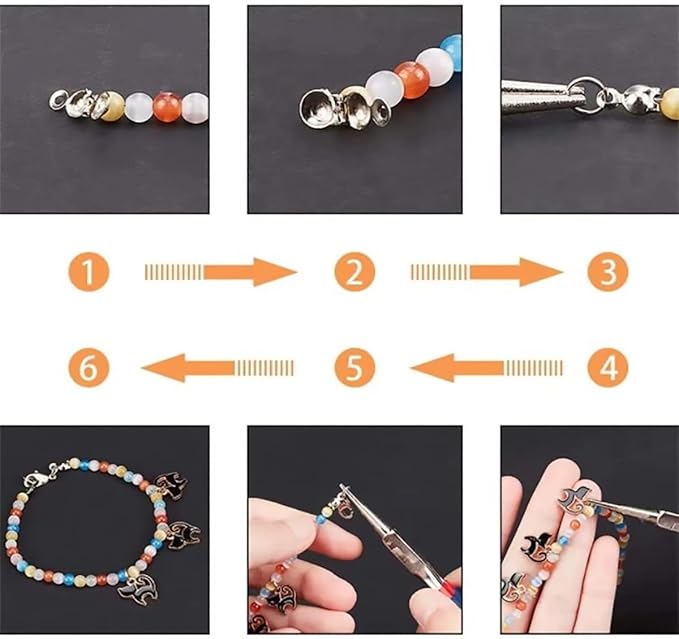 500 Pieces Crimp Beads Calotte Ends Knot Covers for DIY Bracelet Jewelry Making, 5 Colors Clamshell Fold-Over Metal Plated Open Bead Tips Endcaps