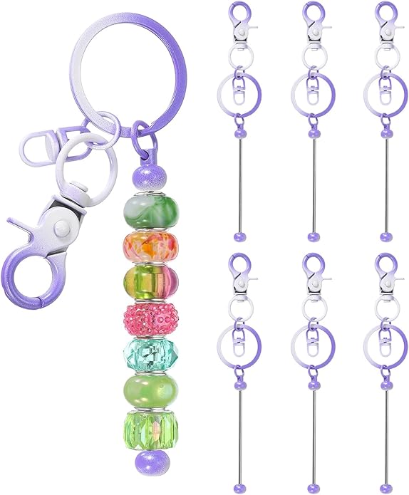 uxcell Beadable Keychain, Keychain Making Supplies, Blank Bead Metal Chain Bars for DIY Crafts Jewelry Making Gift