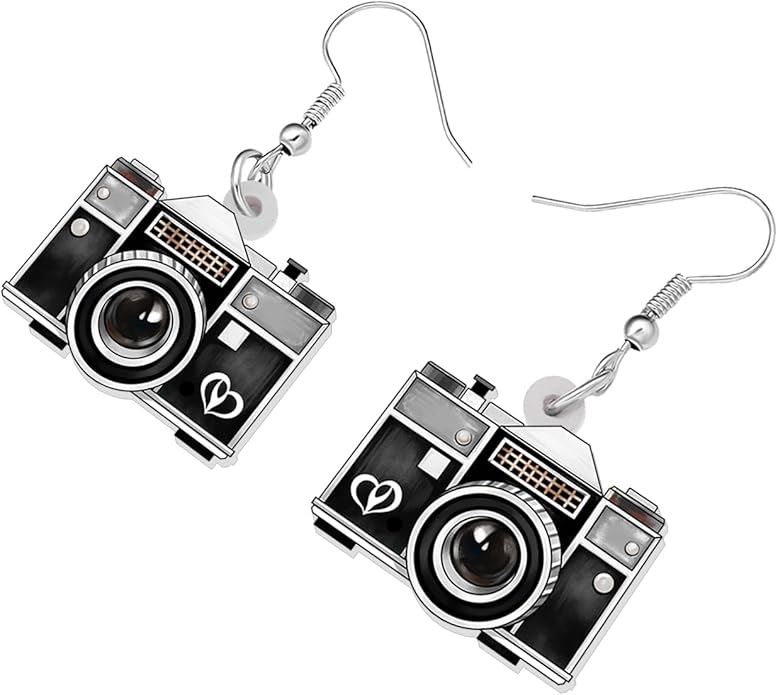Acrylic Camera Earrings 80s 90s Camcorder Vintage Dangle Lightweight Jewelry Retro Digital Photography For Women Charm Gifts