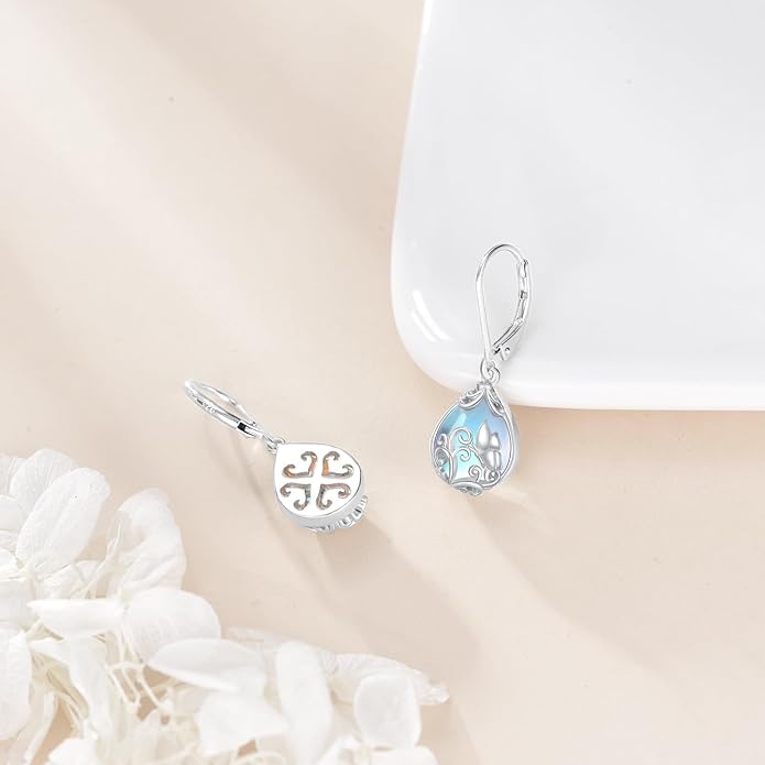 POPLYKE Celtic Filigree Teardrop Drop Dangle Earrings Sterling Silver Leverback Earrings Jewelry for Women