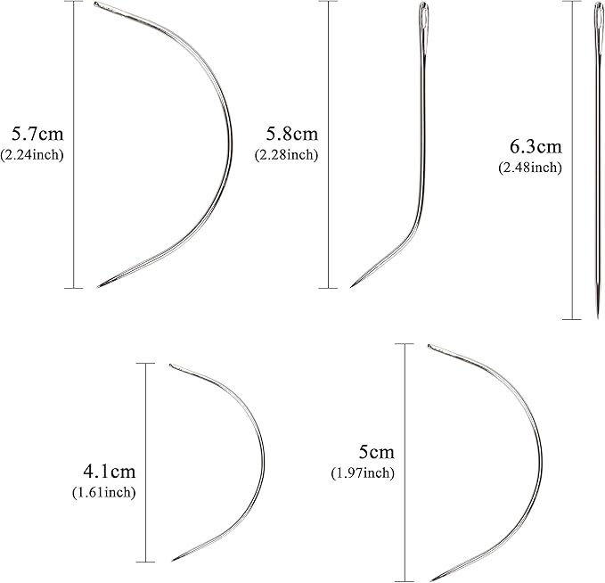 XCZYN Needle and Thread Set Professional Hair Extension Tools 10Pcs Curved Needle with 3Pcs Black Brown Beige Threads for Making Wig DIY Hand Sewing Hair Weave Extension (3 Thread, Mix Colors)