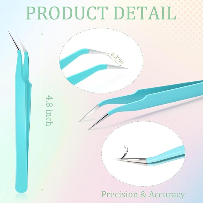 Honoson 9 Pieces Curved Pointed Craft Tweezers Stainless Steel Precision Tweezer with Protective Cover for Rhinestones Dried Flowers Craft Stickers Eyelash Extension Jewelry Making(Multiple Colors)
