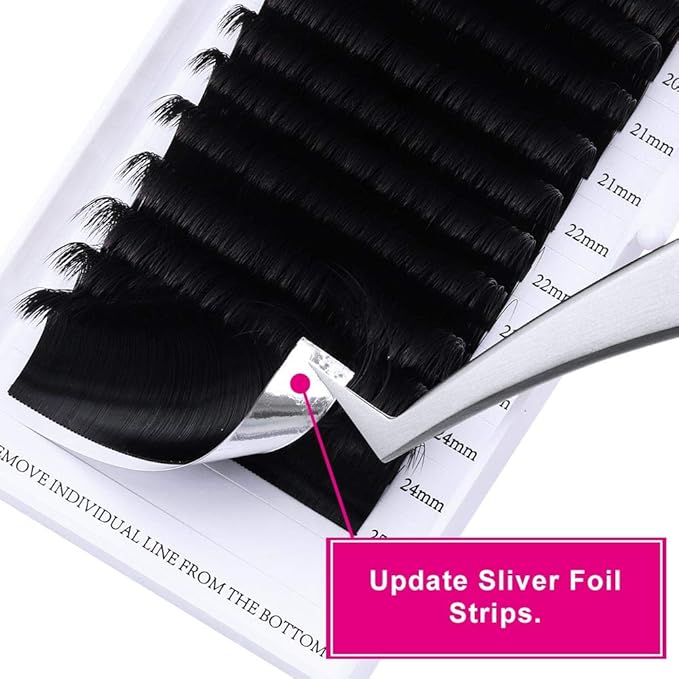 FADLASH Eyelash Extensions Volume 20mm-25mm Mixed Tray Self Fanning Lashes D Curl 0.07mm Lash Extension Supplies Rapid Blooming Lashes (0.07-D, 20-25mm Mix)