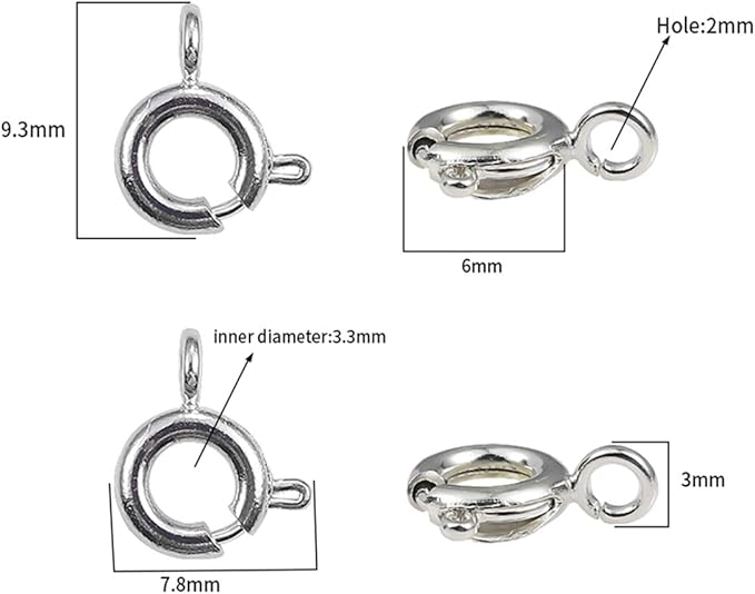 Copper Spring Clasps 6mm Silver Plated Claw Clasps for DIY Jewelry Making 150pcs