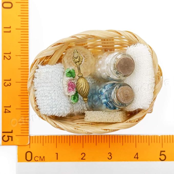 Odoria 1/12 Miniature Basket with Perfume Dollhouse Bathroom Accessories