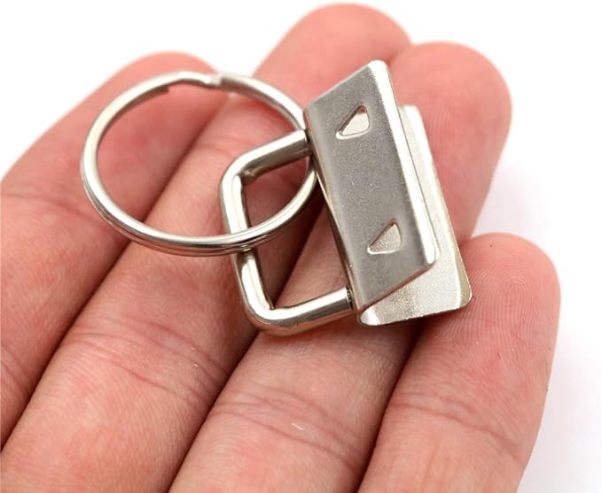 Qovydx 45Pcs 1 inch Silver Key Fob Hardware Kits 1” Metal Keyfobs Hardware Bulk for Keychains Fob Wristlet Hardware with Key Ring for Lanyard