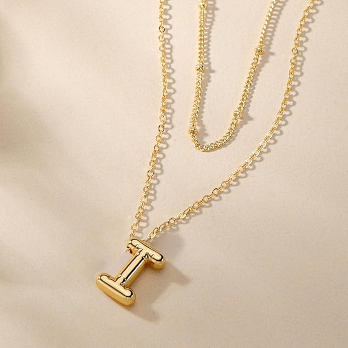 PANSHI Gold Initial Necklaces Gifts for Teen Girls Women Girlfriend Teen Girl Gifts Trendy Stuff Layered Bubble Letter Necklace Gold Jewelry Birthday Gift