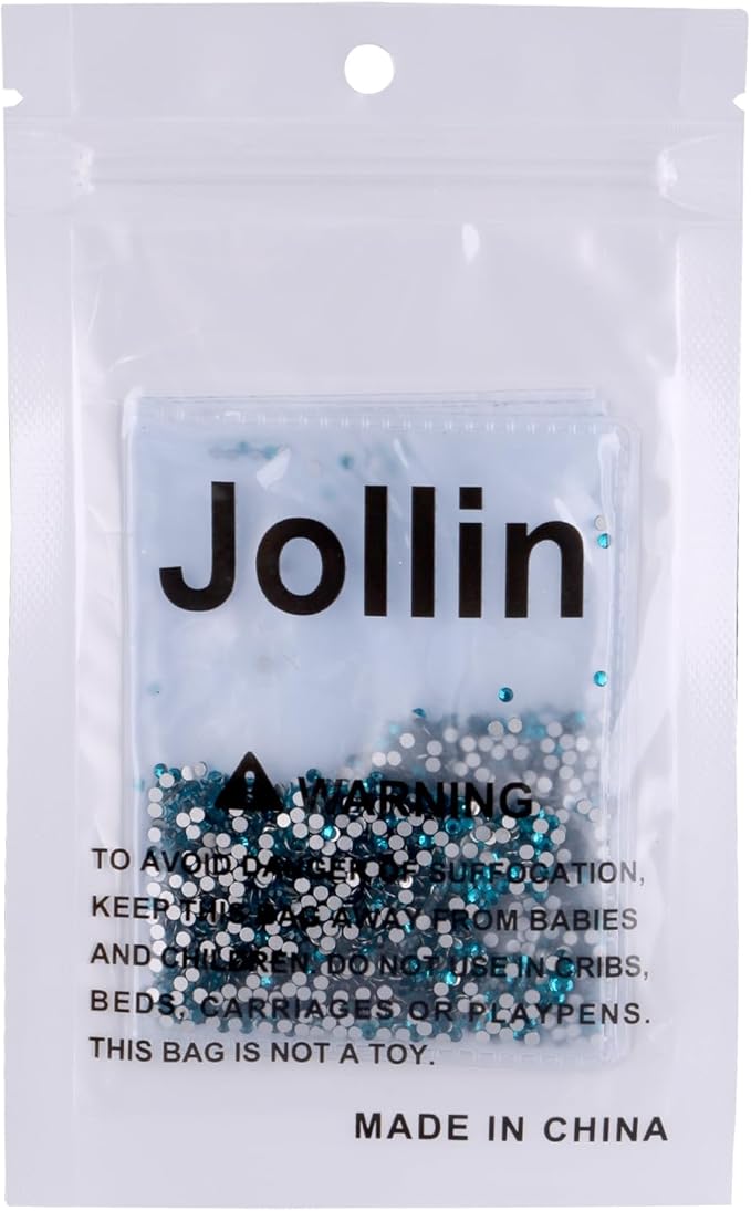 Jollin Glue Fix Crystal Flatback Rhinestones Glass Diamantes Gems for Crafting Nail Art Crafts Decorations Clothes Shoes 1.8mm (ss5 2880pcs, Blue Zircon)