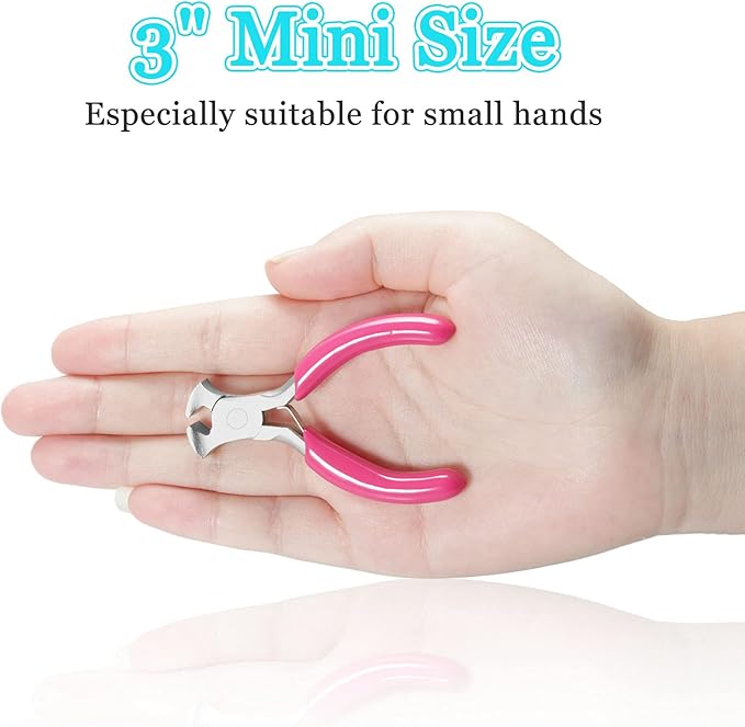 SPEEDWOX Mini End Nipper, 3" End Cutting Pliers with Pink PVC Handle, Jewelry Pliers for Beading Jewelry Making Wire Wrapping DIY Craft Hobby Supplies