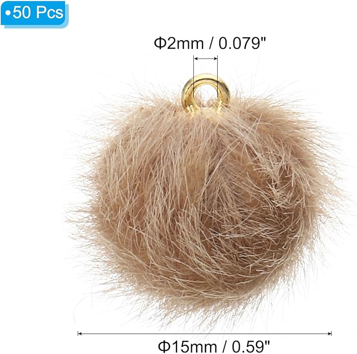 PATIKIL 50pcs Pom Poms Charm, Pompoms Charm Craft Pom Poms Pendants Balls Small Fluffy Tassel Bulk for Crafts Jewelry Making