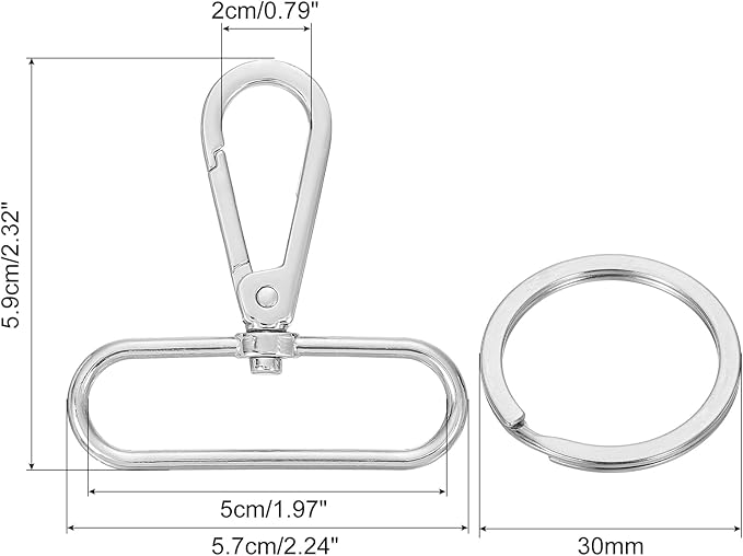 uxcell 12 Pcs Swivel Clasp Hook, 1.97" Purse Snap Clasps Detachable for Bag, Silver