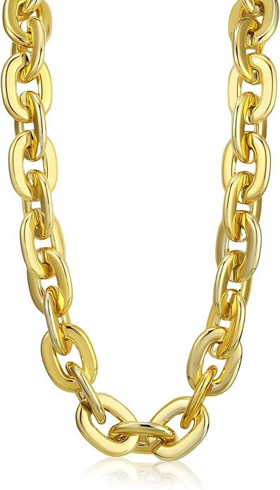 Remuuly Plastic Chain Necklace Chunky Big Fake Necklace Hip Hop Rapper Giant Turnover Chain Costume for Halloween
