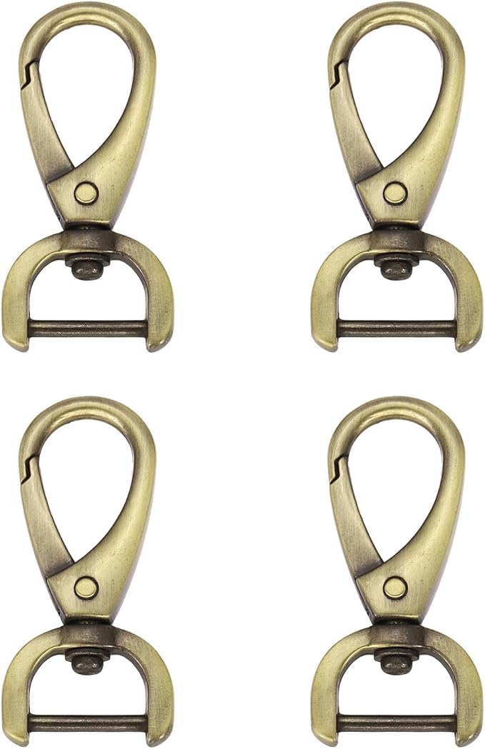 HARFINGTON 4pcs Detachable Snap Hook Swivel Clasp 5/8" (16mm) Zinc Alloy Lobster Claw Clasp for Keychain Lanyard Purse DIY Purse Strap, Light Brown