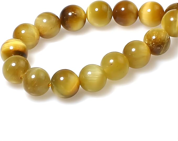 MJDCB Natural Stone Beads 6mm 60pcs Round Golden Tiger's Eye Loose Gemstone Bead Charms for Jewelry Making Bracelet Necklace Earring Pendant
