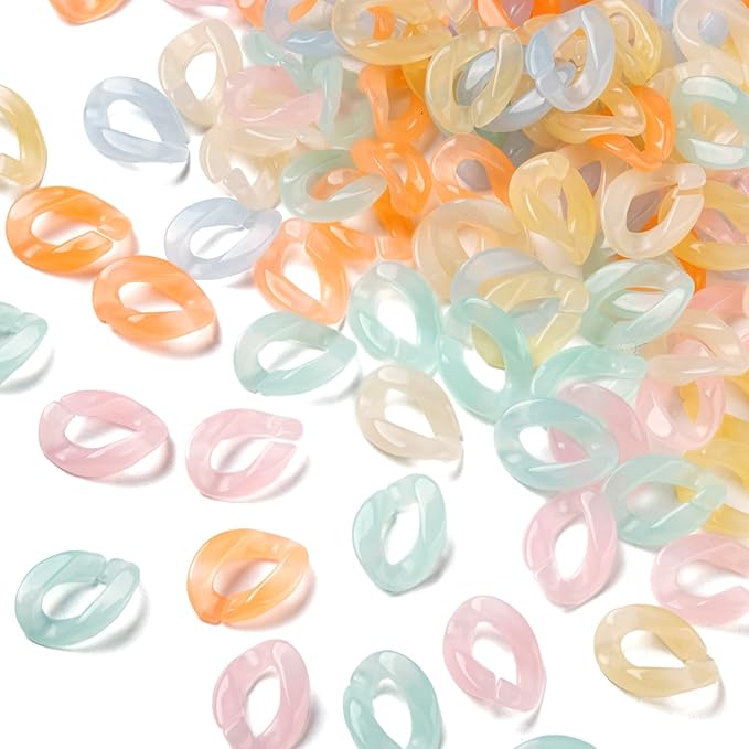 LiQunSweet 150Pcs 6 Colors Acrylic Open Linking Rings Quick Link Connectors for DIY Purse Eyeglass Pocket Chain Lanyard Trouser Phone Strap - 23x16.5mm
