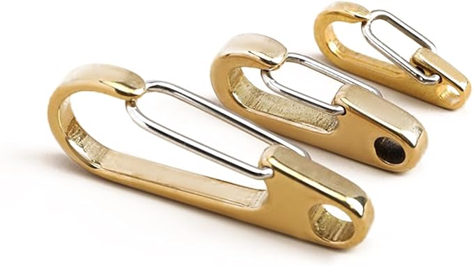 dophee 2Pcs Brass Keychain Carabiner Clip, Spring Snap Hook Clasp Keyring Pendant for Backpack Fishing Camping Hiking Dog Chain