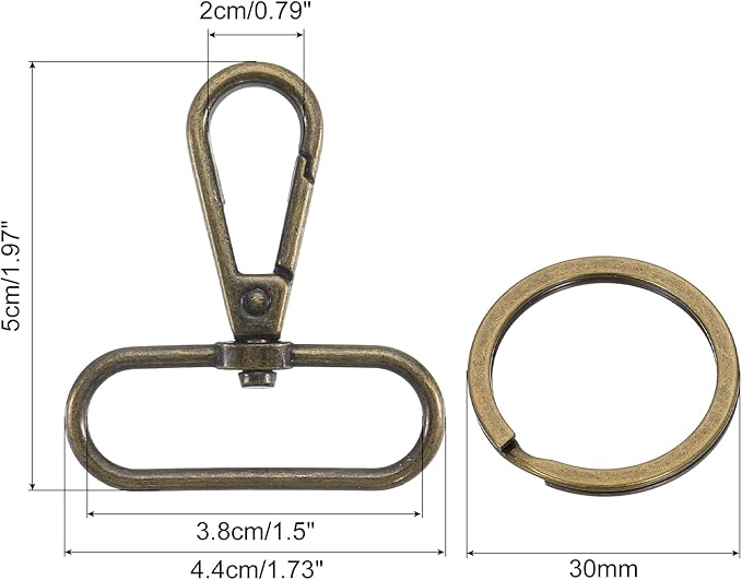 uxcell 12 Pcs Swivel Clasp Hook, 1.5" Purse Snap Clasps Detachable for Bag, Bronze