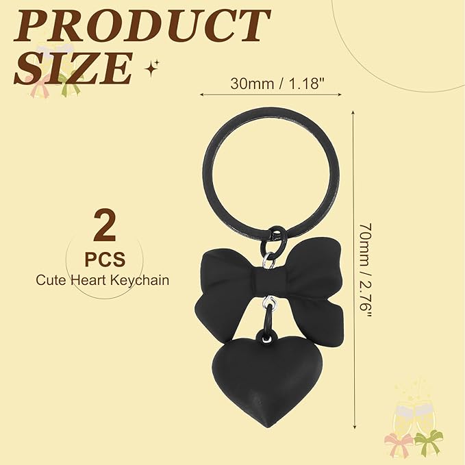 PATIKIL Cute Heart Keychain for Women, Bow Heart Purse Charm Bag Charm Accessories for Handbag Car Purse Backpack Wallet