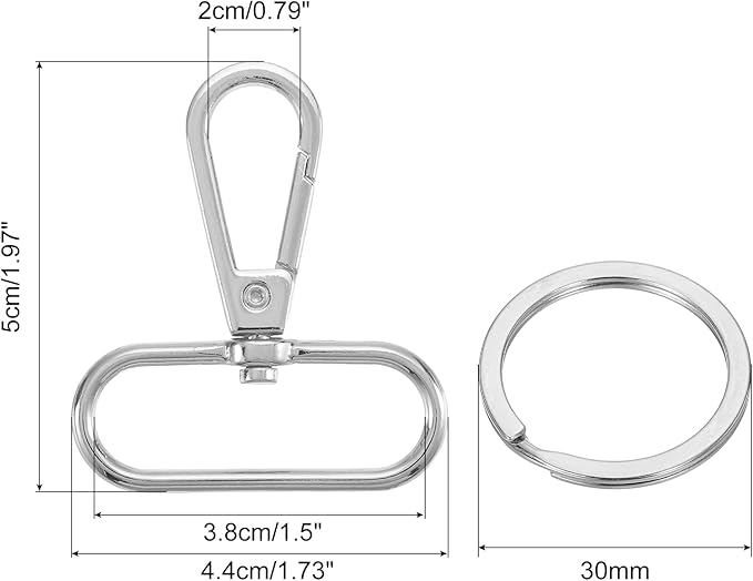 uxcell 12 Pcs Swivel Clasp Hook, 1.5" Purse Snap Clasps Detachable for Bag, Silver