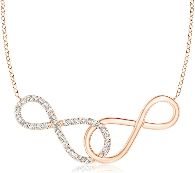 Angara Natural Diamond Pendant for Women | Interlocking Diamond Sideways in Silver/14K Solid Gold/Platinum With 18" Chain | April Birthday, Anniversary, Gemstone Jewelry Gift