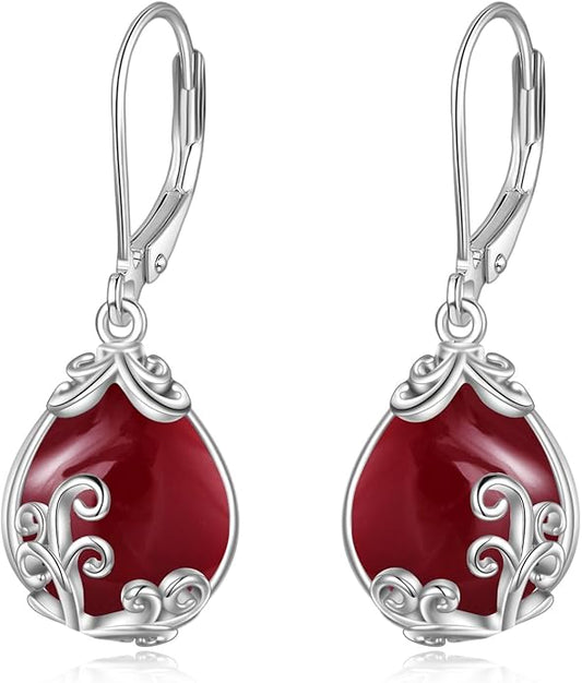 POPLYKE Celtic Filigree Teardrop Drop Dangle Earrings Sterling Silver Leverback Earrings Jewelry for Women