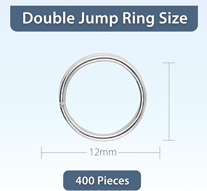 Mandala Crafts 12mm Silver Colored Double Jump Rings for Jewelry Making - 400 Pcs Small Split Key Rings Set for Crafts, DIY Keychains, and Accessories