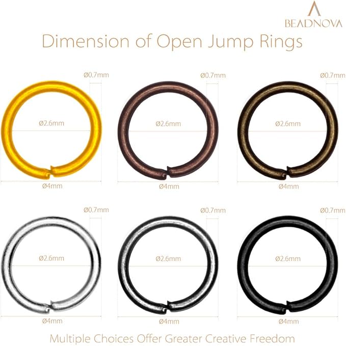 BEADNOVA 4mm Open Jump Rings for Jewelry Making Assorted Colors Jump Rings for Keychain (3300Pcs)