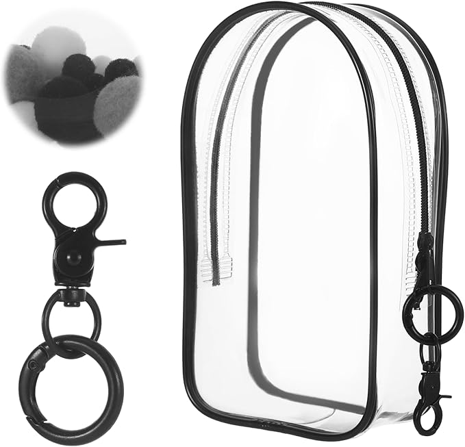 Clear Keychain Pouch, Keychain Figure Display Case for 17cm Doll, Waterproof Hanging Figure Display Bag with Keychains, Small Clear Makeup Zipper Pouches Bag Closure for Blind Box Dolls Collection