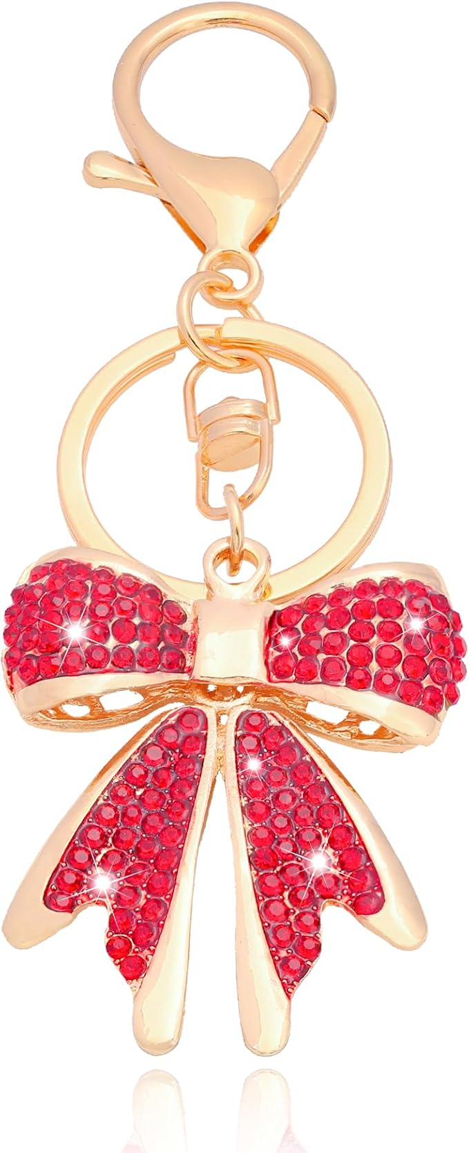 Sparkly Gold Plated Color Rhinestone Bow Keychains for Women,Charms for Key Purse Handbags Backpacks