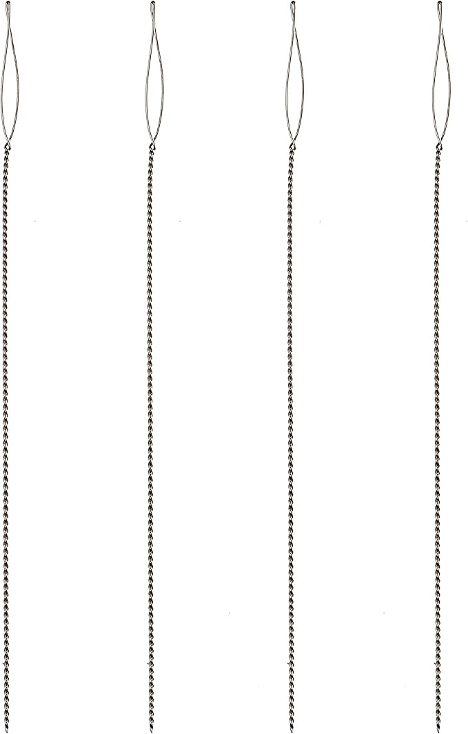 The Beadsmith Basic Elements Collapsible Eye Needles – 2.5 Inch Long – Flexible Twisted Wire – Large Eye, Easy to Thread – 4 Heavy Needles