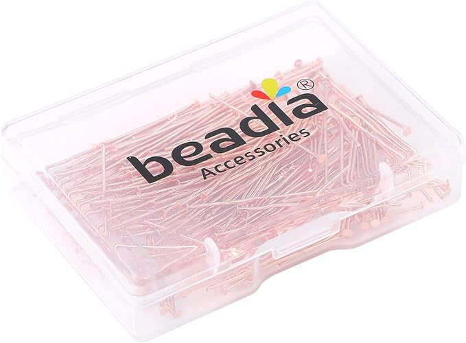 Rose Gold Plated Flat Head Pins Non Tarnish 30mm 200pcs for Jewelry Making Findings