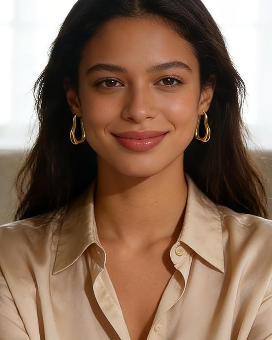 Gold Earrings for Women Trendy, Chunky Gold Huggie Stud Hoop Hypoallergenic Earrings, Jewelry Gifts for Best Friend