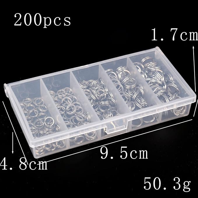 200Pcs 5-9 mm Double Jump Ring for Jewelry Making, Fishing Plier Tool Kit, Stainless Steel Mini Split Ring with Plier, Crafts Double Split Rings Fishing, and Other DIY Crafts