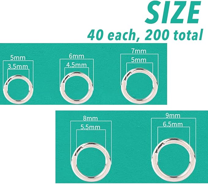 200Pcs 5-9 mm Double Jump Ring for Jewelry Making, Fishing Plier Tool Kit, Stainless Steel Mini Split Ring with Plier, Crafts Double Split Rings Fishing, and Other DIY Crafts