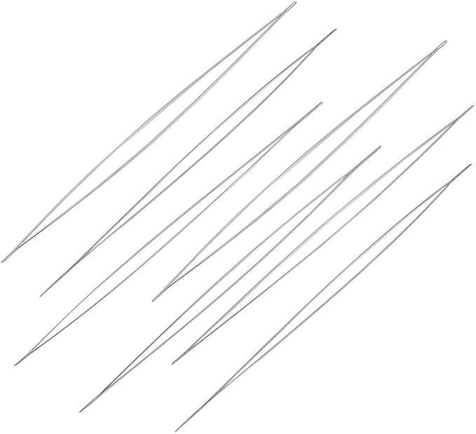 Craftdady 10Pcs Big Eye Beading Needles 4.92-Inch Stainless Steel Collapsible Embroidery Sewing Needles for Jewelry Making