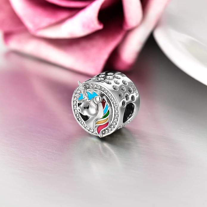 LONAGO 925 Sterling Silver Personalized Photo Charm Fit Compatible for Bracelet Necklace Customized Heart Round Shape Picture Bead
