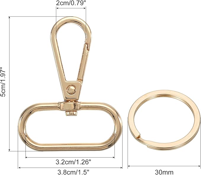 uxcell 12 Pcs Swivel Clasp Hook, 1.26" Purse Snap Clasps Detachable for Bag, Dark Gold