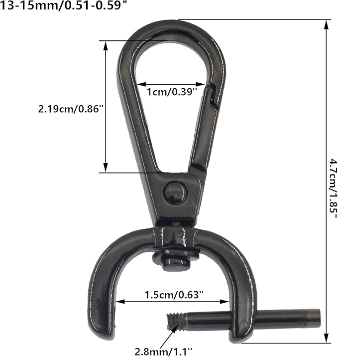4 PCS Swivel Clasp Hooks,SAFYY Detachable Snap Hook W/Screw Bar Heavy Duty,5/8 Inches D Ring Swivel Lobster Claw Clasp with Screwdriver for Lanyard Bag Leather Craft Purse Hardware DIY Bag-Gunmetal
