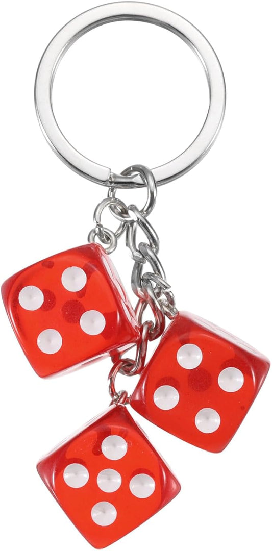PATIKIL Lucky Dice Keychain Charm, Resin 3D Cube Square Mini Dice Keyrings with 3 Pendants for Bag