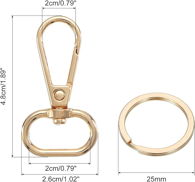 uxcell 12 Pcs Swivel Clasp Hook, 0.79" Purse Snap Clasps Detachable for Bag, Dark Gold