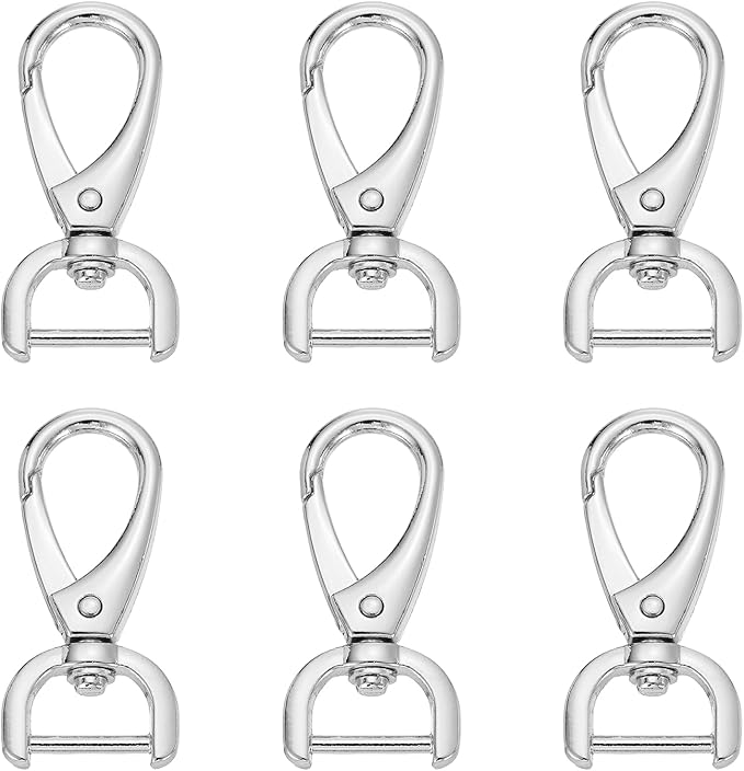 HARFINGTON 6pcs Detachable Snap Hook Swivel Clasp 5/8" (16mm) Zinc Alloy Lobster Claw Clasp for Keychain Lanyard Purse DIY Purse Strap, White