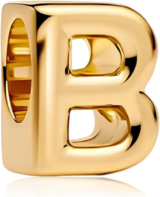 S925 A-Z 14K Gold Plated Initial Letter Alphabet Charms for Pandora Bracelets and Necklaces Women, Gifts for Couple Family Friend on Birthday Anniversary Christmas Mothers Valentine's Day Grad
